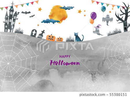 Watercolor style halloween background frame 55380151