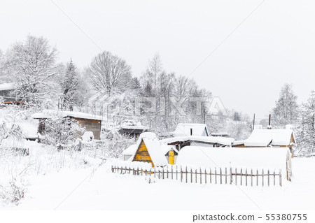 Russian winter rural landscape Russian winter rural landscape 55380755