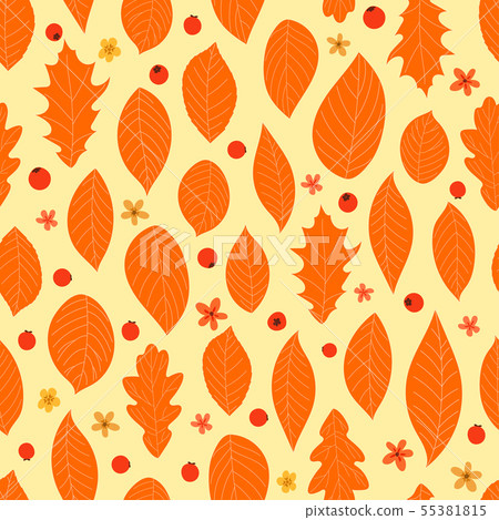 Autumn color leaves seamless pattern 55381815