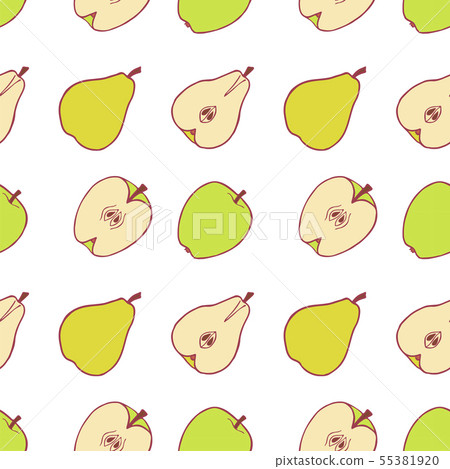 Fruit pear and apple seamless pattern - Stock Illustration [55381920 ...