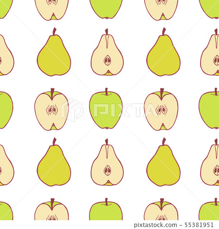 Fruit pear and apple seamless pattern - Stock Illustration [55381951 ...