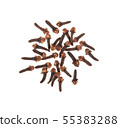 cloves spices on white background top view 55383288