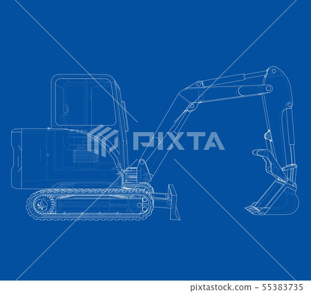 Sketch of Small Treactor with Actor. Vector Sketch of Small Treactor with Actor. Vector 55383735