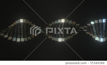 Conceptual DNA molecule model made of metal. 3D rendering 55384368