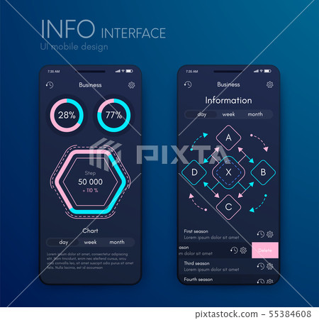 Mobile application interface. Ui design, stock vector 55384608