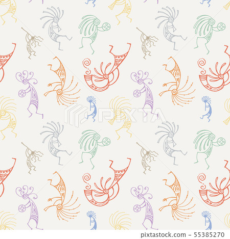 Hand drawn Kokopelli seamless pattern Hand drawn Kokopelli seamless pattern 55385270