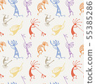 Hand drawn Kokopelli seamless pattern 55385286