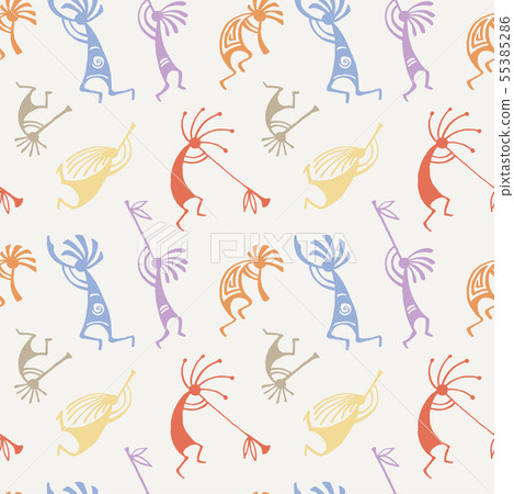 Hand drawn Kokopelli seamless pattern Hand drawn Kokopelli seamless pattern 55385286