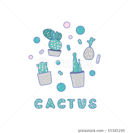 Vector compositon of doodle cactus design set. Vector compositon of doodle cactus design set. 55385295