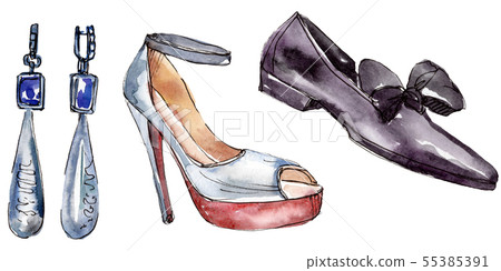 Fashionable sketch glamour illustration in a watercolor style isolated element. Watercolour Fashionable sketch glamour illustration in a watercolor style isolated element. Watercolour 55385391