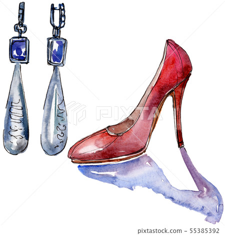 Fashionable sketch glamour illustration in a watercolor style isolated element. Watercolour Fashionable sketch glamour illustration in a watercolor style isolated element. Watercolour 55385392