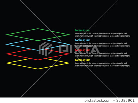 Vector of four line square layers infographic Vector of four line square layers infographic 55385901