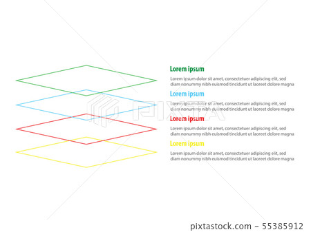 Vector of four line square layers infographic 55385912