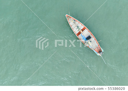 Aerial View of Thai traditional longtail fishing Aerial View of Thai traditional longtail fishing 55386020