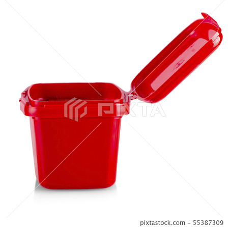 The plastic red box on a white background The plastic red box on a white background 55387309
