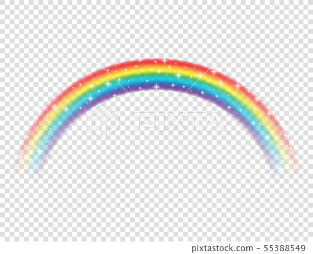 Abstract Realistic Colorful Rainbow with Shiny Stars on Transparent Background. Vector illustration. Abstract Realistic Colorful Rainbow with Shiny Stars on Transparent Background. Vector illustration. 55388549