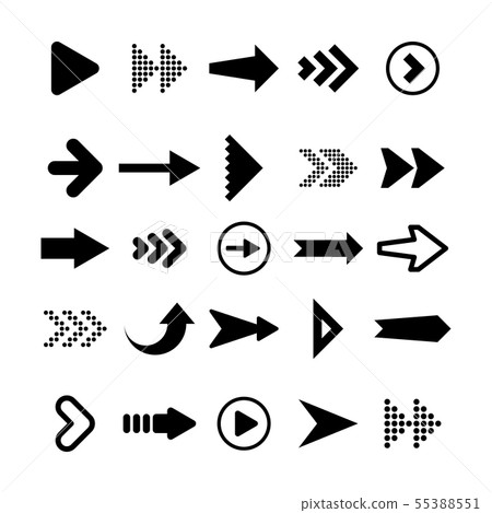 Black Arrows Set on White Background. Arrow, Cursor Icon. Vector Pointers Collection. Back, Next Web Black Arrows Set on White Background. Arrow, Cursor Icon. Vector Pointers Collection. Back, Next Web 55388551