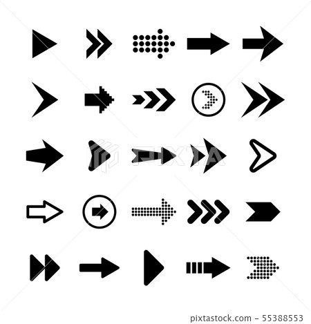 Black Arrows Set on White Background. Arrow, Cursor Icon. Vector Pointers Collection. Back, Next Web Black Arrows Set on White Background. Arrow, Cursor Icon. Vector Pointers Collection. Back, Next Web 55388553