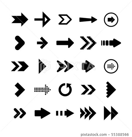 Black Arrows Set on White Background. Arrow, Cursor Icon. Vector Pointers Collection. Back, Next Web 55388566