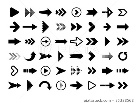 Black Arrows Set on White Background. Arrow, Cursor Icon. Vector Pointers Collection. Back, Next Web Black Arrows Set on White Background. Arrow, Cursor Icon. Vector Pointers Collection. Back, Next Web 55388568