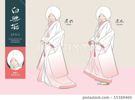 矢量插圖集的女人穿著薄粉紅色漸變白靛藍（棉帽） 55389460