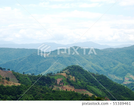natural landscape view of green tropical mountains 55389461