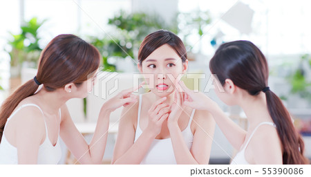 asian women worry her skin 55390086