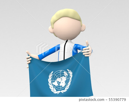 Athlete with the flag of the United Nations Athlete with the flag of the United Nations 55390779