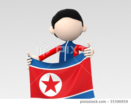 朝鮮運動員舉起國旗 55390959