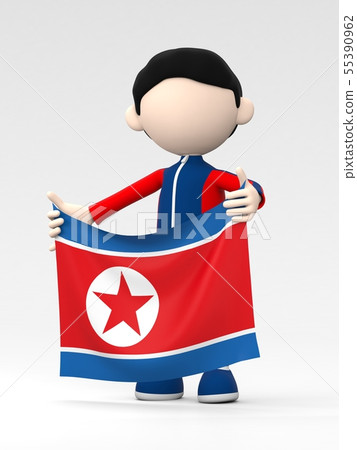 朝鮮運動員舉起國旗 朝鮮運動員舉起國旗 55390962