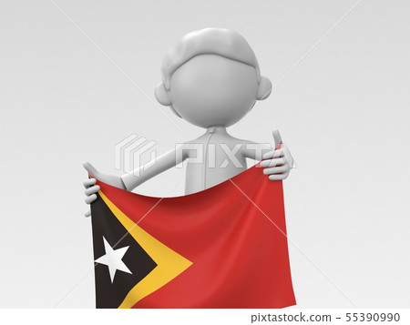 East Timor athletes raising a national flag 55390990