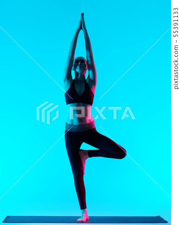 woman Vriksasana yoga exercices tree pose 55391133