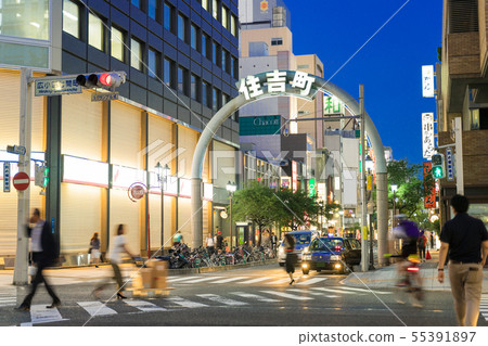 Nagoya City Naka Ward Sakae Hirokoji Shikama Town intersection Shikama Town Street Sumiyoshi Town Shopping District Symbol Arch 55391897
