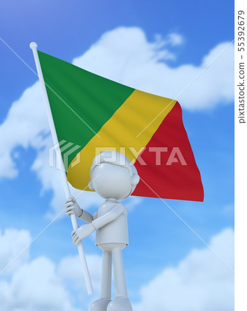 Athlete in the Republic of Congo raising the national flag Athlete in the Republic of Congo raising the national flag 55392679