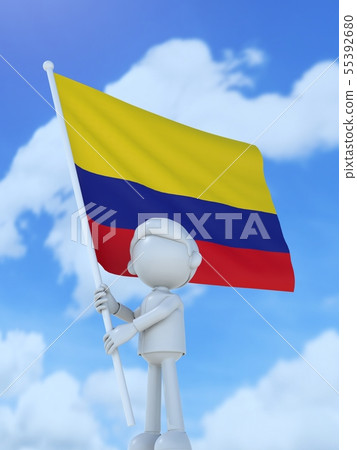 Colombian sportsman raising a national flag 55392680