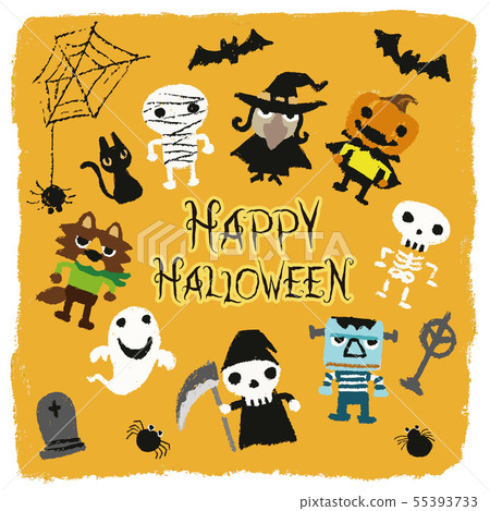 萬聖節字符鬧鬼的南瓜,出沒,蝙蝠,提示和巫婆的插圖 萬聖節字符鬧鬼的南瓜,出沒,蝙蝠,提示和巫婆的插圖 55393733