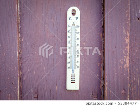 Close-up Of Thermometer. High Temperature Close-up Of Thermometer. High Temperature 55394477