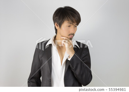 Portrait Businessman in Black Suit Fashion Touch Portrait Businessman in Black Suit Fashion Touch 55394981