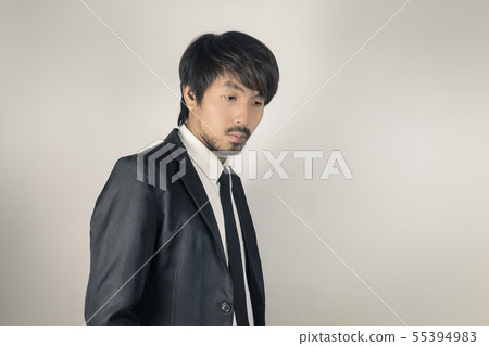 Portrait Businessman in Black Suit Fashion Side Portrait Businessman in Black Suit Fashion Side 55394983