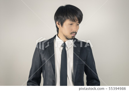 Portrait Businessman in Black Suit Fashion Looking Portrait Businessman in Black Suit Fashion Looking 55394986