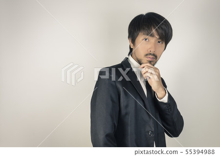 Portrait Businessman in Black Suit Fashion Looking 55394988