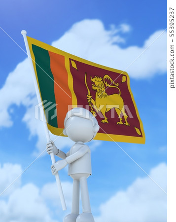 Sri Lankan athletes raising flag 55395237