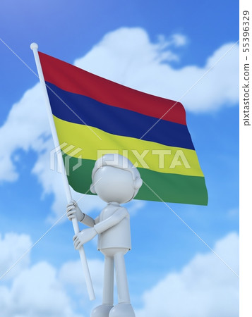 Mauritius athletes raising a national flag 55396329