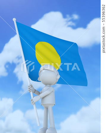 Palau sportsman raising a national flag Palau sportsman raising a national flag 55396362