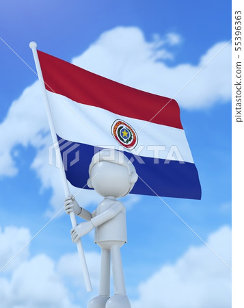 Paraguay athletes raising a national flag Paraguay athletes raising a national flag 55396363