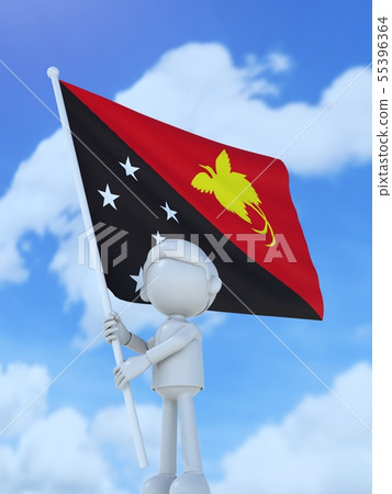 Papua New Guinean athletes raising a national flag Papua New Guinean athletes raising a national flag 55396364
