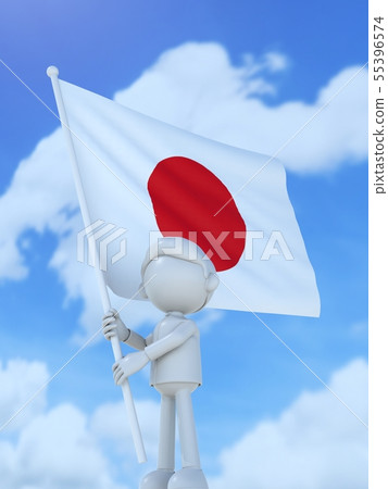 日本運動員舉起國旗 55396574