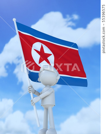 朝鮮運動員舉起國旗 55396575