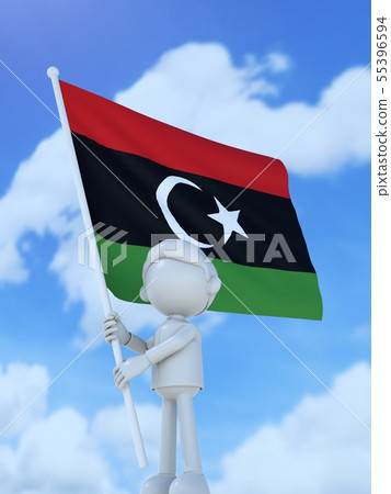 Libya athletes raising a national flag 55396594