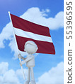 Latvian athlete raising the national flag 55396595